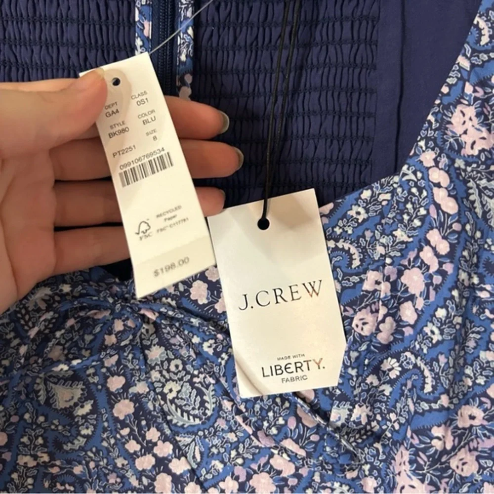 NWT J. Crew Sweetheart Long-Sleeve Mini Dress in Liberty®‎ Bourton Bloom Fabric - Picture 5 of 8